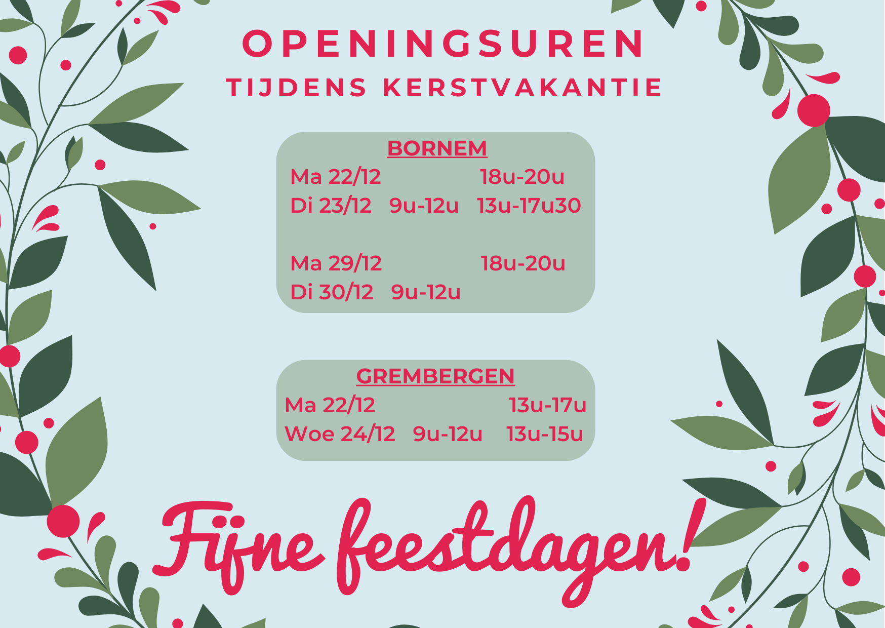 2025 Kerstvakantie verlof