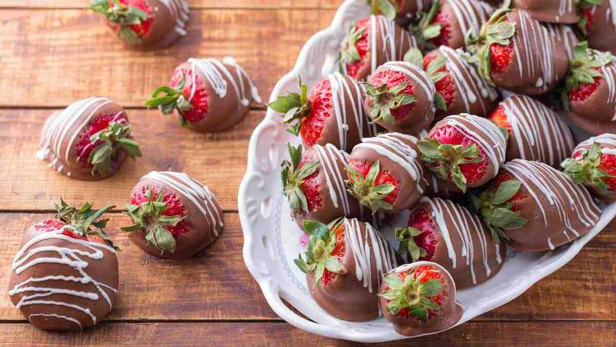 Aardbeien in chocolade